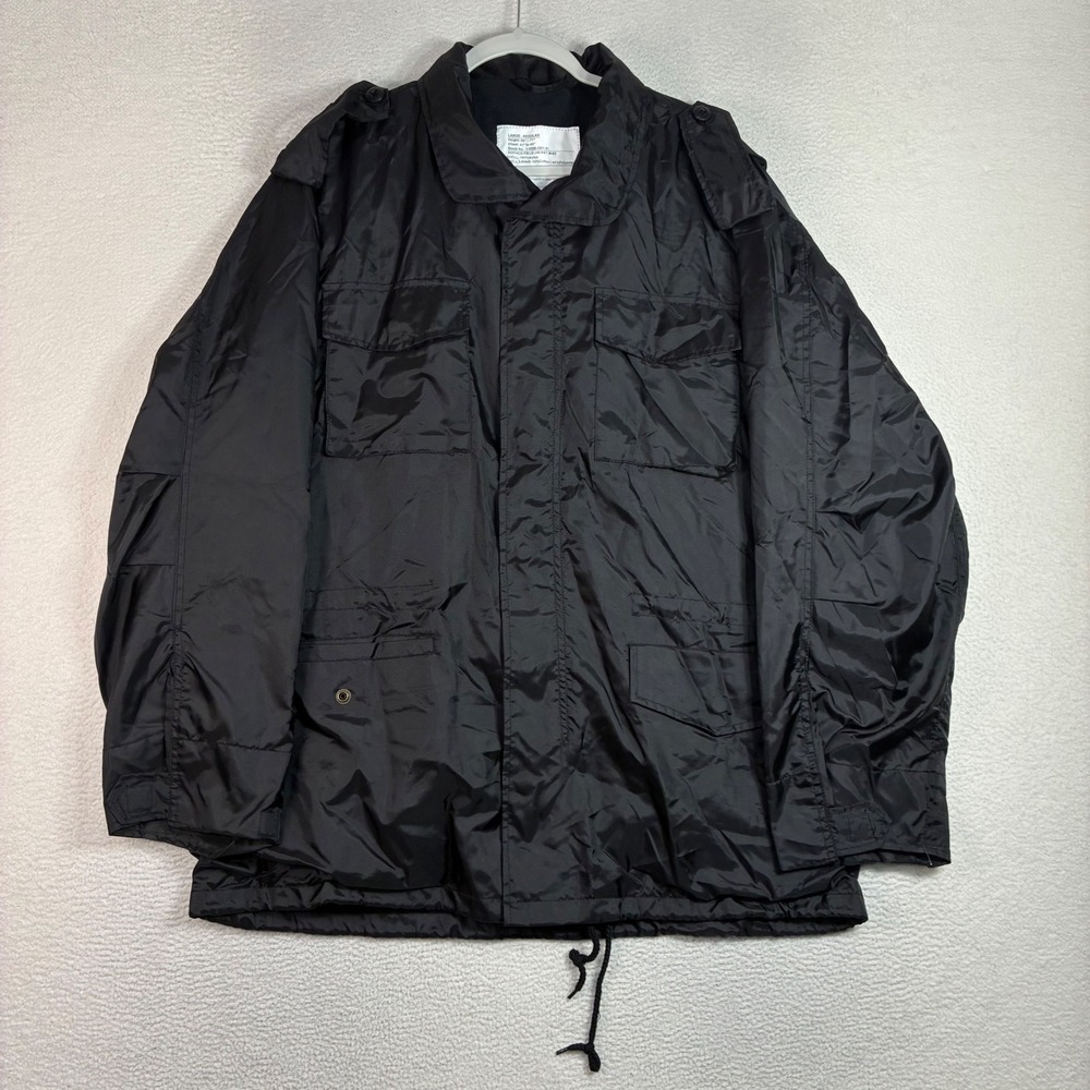 Vintage Rothco M-65 Field Jacket Men L Black Military Windbreaker Tactical Lined